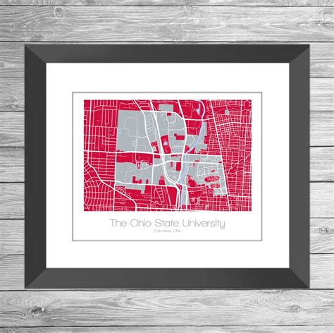 The Ohio State University Map University Art Columbus Ohio Street Oh ...