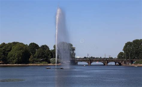 Alster fountain in Hamburg stock photo. Image of water - 58720284