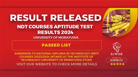 University Of Moratuwa Itum Ndt Courses Aptitude Test Results 2024