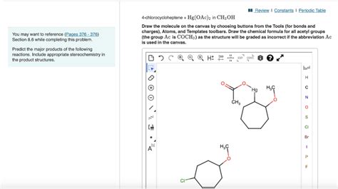 Solved 4 Chlorocycloheptene Hg OAc 2 In CH3OH Draw The Chegg