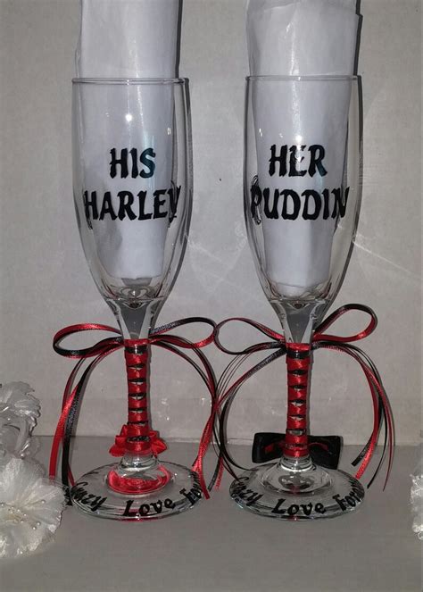 Joker Harley Quinn Champagne Wedding Anniversary T Glasses Etsy