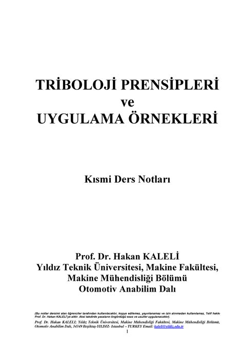 Triboloji Prensipleri Ve Uygulamalar Tr Boloj Prens Pler Ve