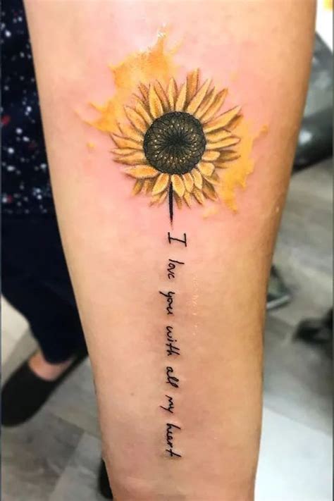 A Sunflower With The Words I Love You Written In Cursive Writing On It