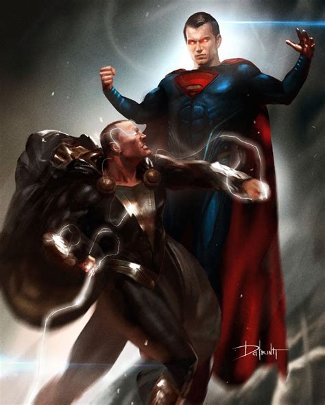 Dceu Superman Fights Black Adam In Epic Artwork