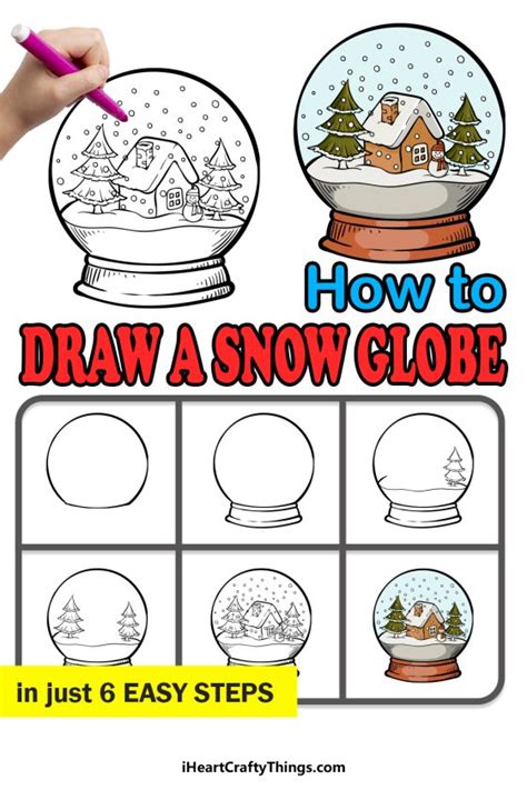 Snow Globe Drawing How To Draw A Snow Globe Step By Step