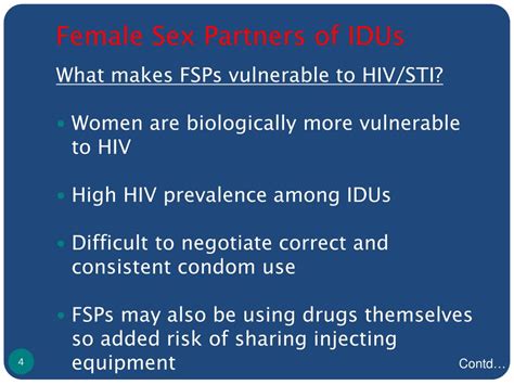 Ppt Female Idus And Female Sex Partners Of Idus Risks And Vulnerabilities Powerpoint