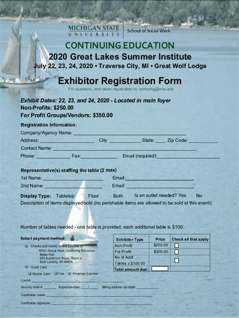 Fillable Online Socialwork Msu Continuing Education Exhibitor