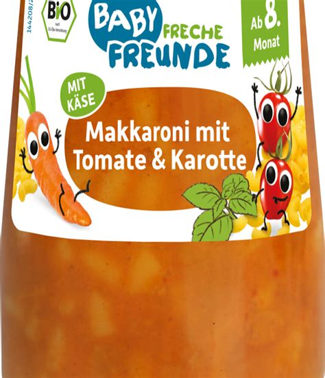 erdbär Freche Freunde Bio Gläschen Makkaroni mit Tomate Karotte 190g