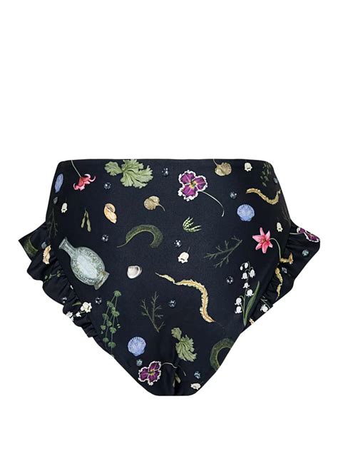 Agua By Agua Bendita Jengibre Tesoro Floral Print Bikini Bottoms Black Farfetch
