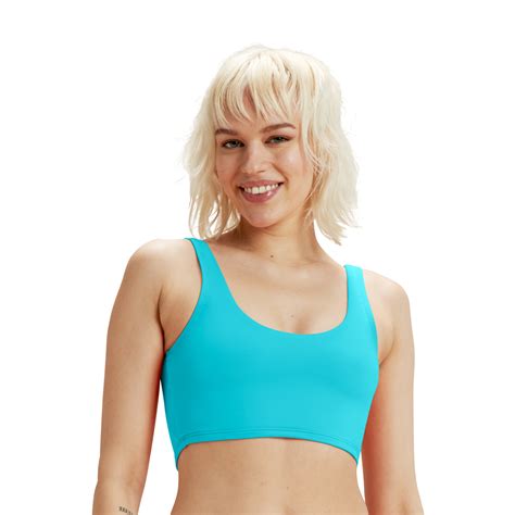 Women S Flu Nte Solid Bikini Crop Top Blue Speedo Usa