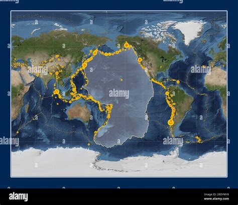 Placa Tectónica Del Pacífico En El Mapa Satelital Blue Marble En La Proyección Estereográfica De