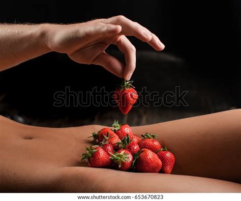Sexy Lesbian Women Foreplay Bed Strawberry Stock Photo Edit Now 653670823