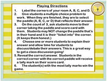 Four Corners Game Template: For Multiple Choice Questions by Suzie's Angle