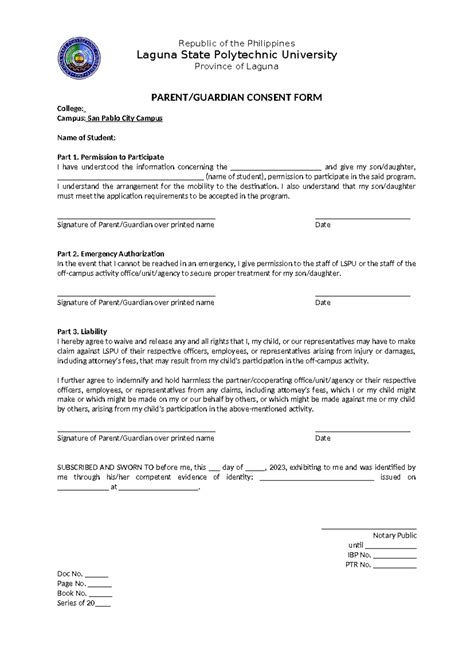 Parent-Consent-Form - cosent - Republic of the Philippines Laguna State