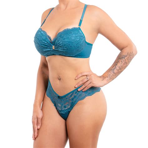 Conjunto de Lingerie sutiã e calcinha tanga Toque secreto