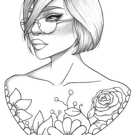 Printable Coloring Page Girl Portrait And Clothes Colouring D2e