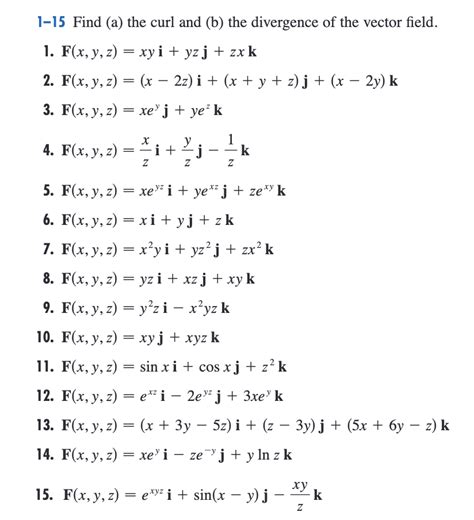 Solved 1 15 Find A The Curl And B The Divergence Of