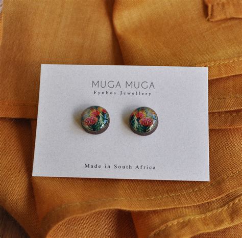 Pincushion protea studs - Muga Muga Handmades