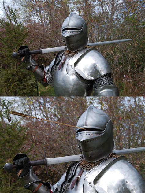 Medieval Knight With Arrow In Eye Slot Knight With Arrow In Helmet