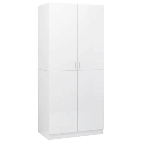 Omabeta Armoires Garde robe Blanc brillant 90x52x200 cm Aggloméré