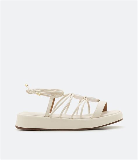 Sand Lia Rasteira Multi Tiras Sola Flatform Branco