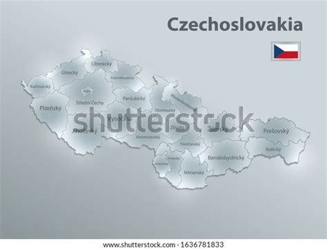 Czechoslovakia Map Administrative Division Separates Regions Stock