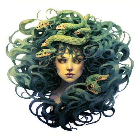 Premium AI Image | illustration of the Medusa and snakes in her hair