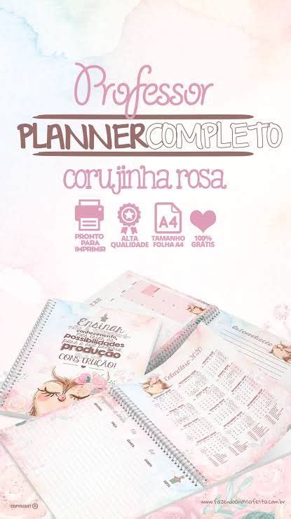 Planner Para Professores Tema Corujinha Rosa Gr Tis Para Imprimir