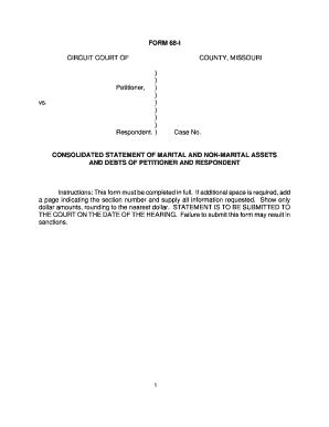 Fillable Online Courts Mo Form 68 I Consolidated Statement 12 09 Doc