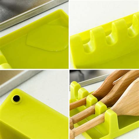 Silicone Kitchen Spoon Rest Utensil Heat Resistant Spatula Holder Spoon