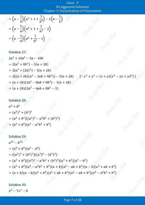 RS Aggarwal Solutions Class 9 Chapter 3 Factorisation Of Polynomials