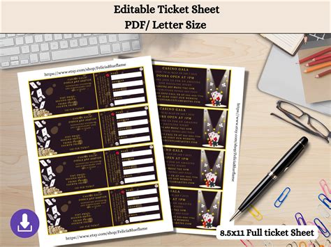 Custom Raffle Tickets, Ticket Design, Ticket Template, Letter Size ...