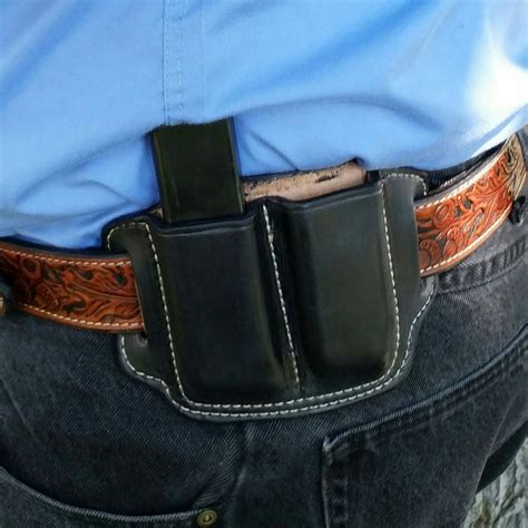 double mag pouch   double stack magazine leather mag
