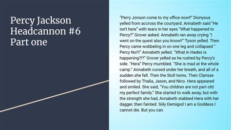 Percy Jackson Headcanon 6 Part 1 Headcanon Jackson Percy Jackson