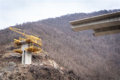 New Highway Bridge Connection Under the Construction Stock Photo ...