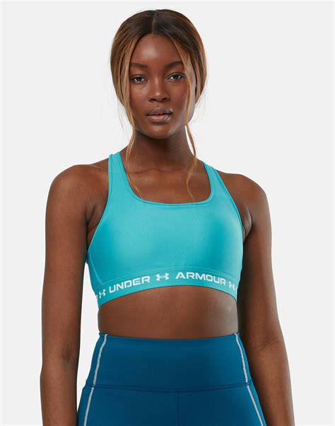 Under Armour Womens Crossback Medium Support Bra Blue Life Style