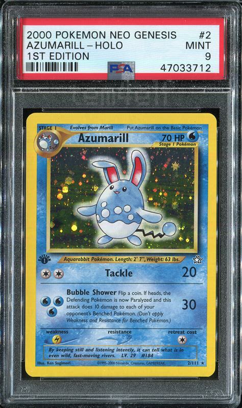 Pokemon Azumarill 1st Edition Neo Genesis PSA 9 MINT Holo 2 111 TCG