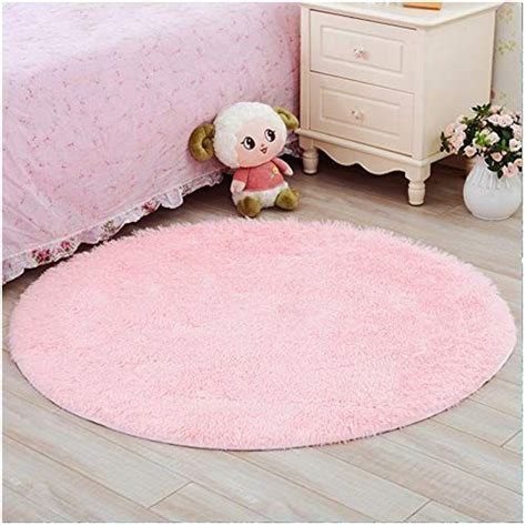 Ultra Soft Round Fluffy Pink Area Rugs Girls Bedroom Rug Kid Room