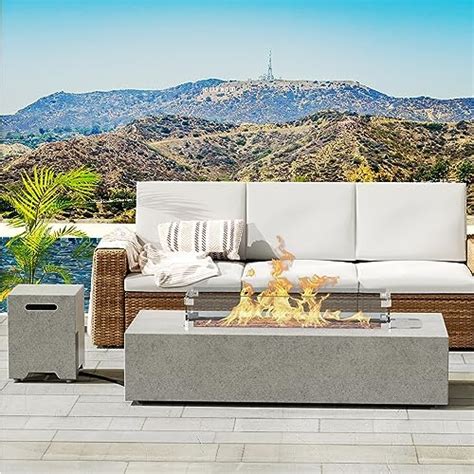 Amazon Elementi Granville Concrete Fire Table Natural Gas Patio