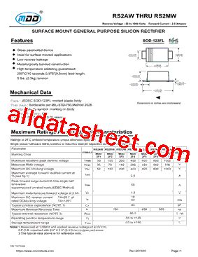 RS2KW Datasheet PDF Microdiode Electronics Jiangsu Co Ltd