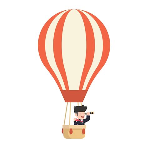 Premium Vector Businessman Flying In Hot Air Balloon
