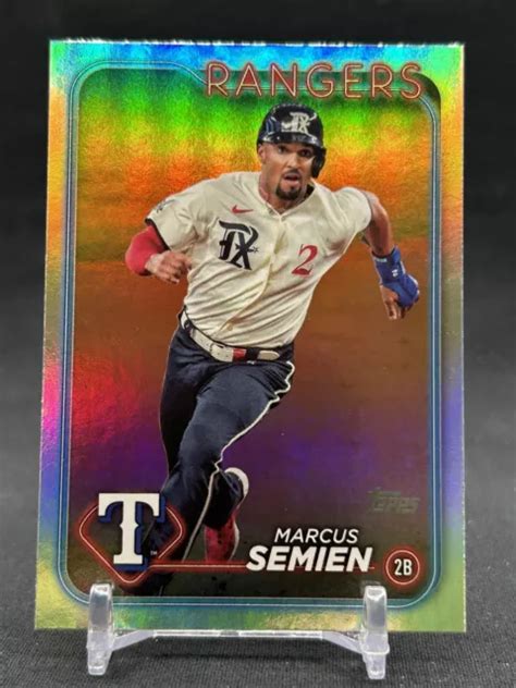 Topps Series Marcus Semien Feuille Arc En Ciel Texas