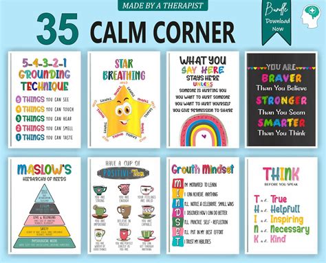 35 Calming Corner Calm Corner Posters Classroom Decor Calm Down Corner Poster Calming Down