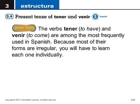 Tener Verb Chart A Visual Reference Of Charts Chart Master