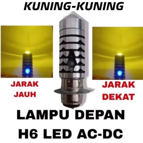 Jual Lampu Utama LED H6 Laser Jauh Dekat Putih Kuning Plus Senja Biru