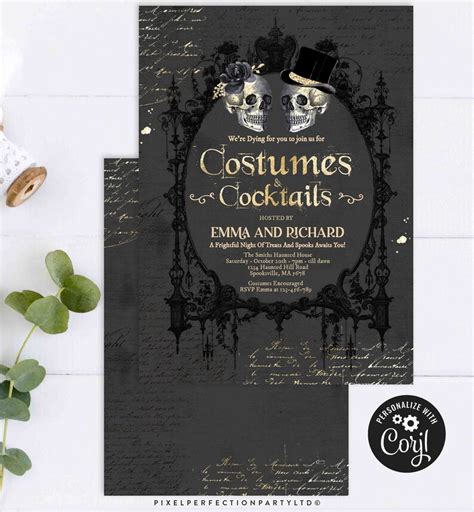 Editable Costumes And Cocktails Halloween Party Invitation Etsy