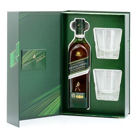 Johnnie Walker Green Label 15 Yo Whisky T Box With 2 Glasses