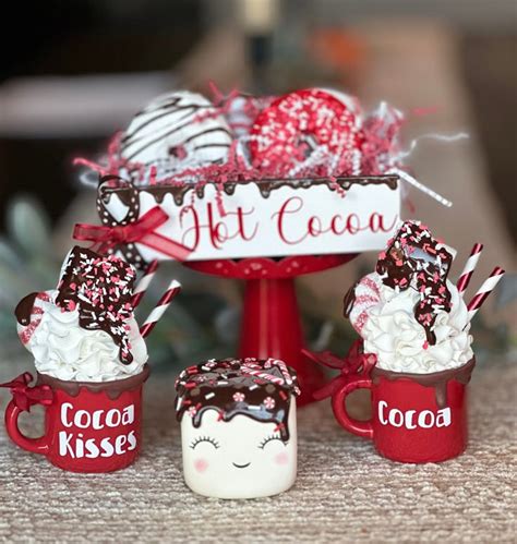 Hot Cocoa Mini Mug Fake Whipped Cream Topper Tier Tray Decor Etsy Christmas Hot Chocolate