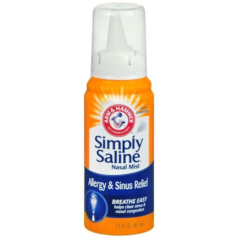 Arm Hammer Simply Saline Nasal Mist Allergy Sinus Relief 1 6 OZ