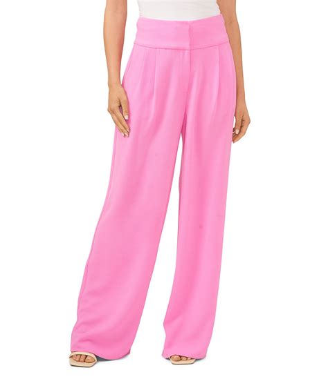 Cece Coordinating Textured Crepe Wide Leg Trouser Pants Dillards